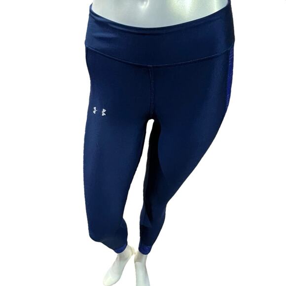 Under Armour Blue Geometric Print Compression Athletic Leggings XS Workout - Picture 4 of 13